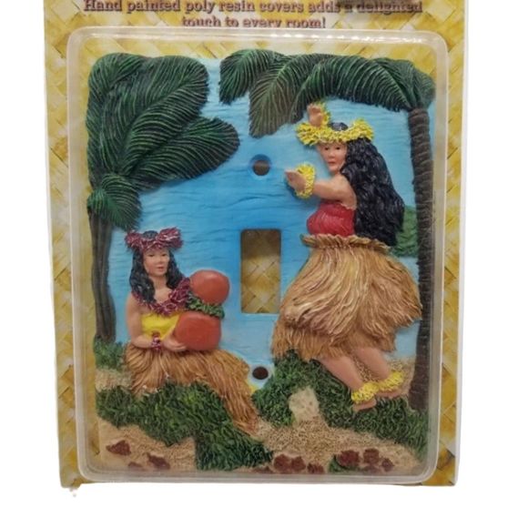 Single Switch Plate Cover Poly Resin Durable Two Hula Women Beach Sealed Decor - Picture 3 of 4